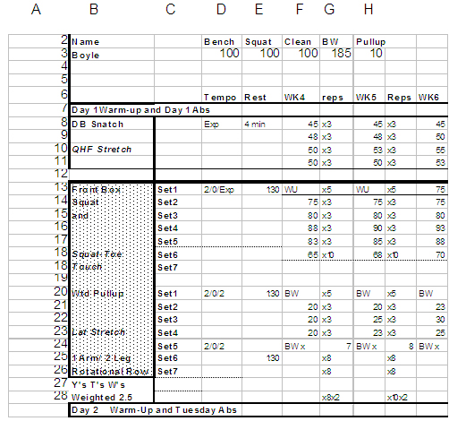 weight lifting template excel